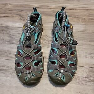 Keen Sandals Womens 8.5 Hiking Sandals Whisper Gray‎ Teal Hicking Outdoor